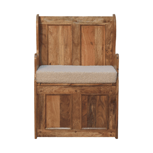 Cream Boucle Mini Monks Bench - Image 11