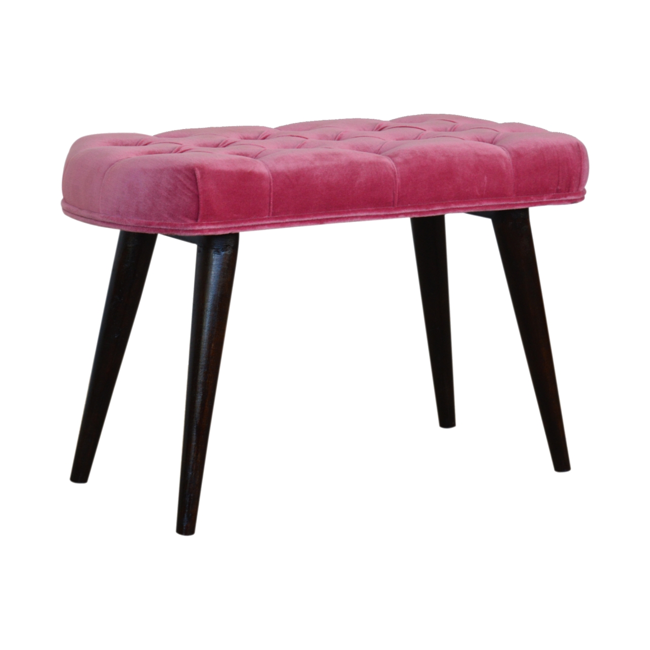 Pink Cotton Velvet Button Bench - Image 2