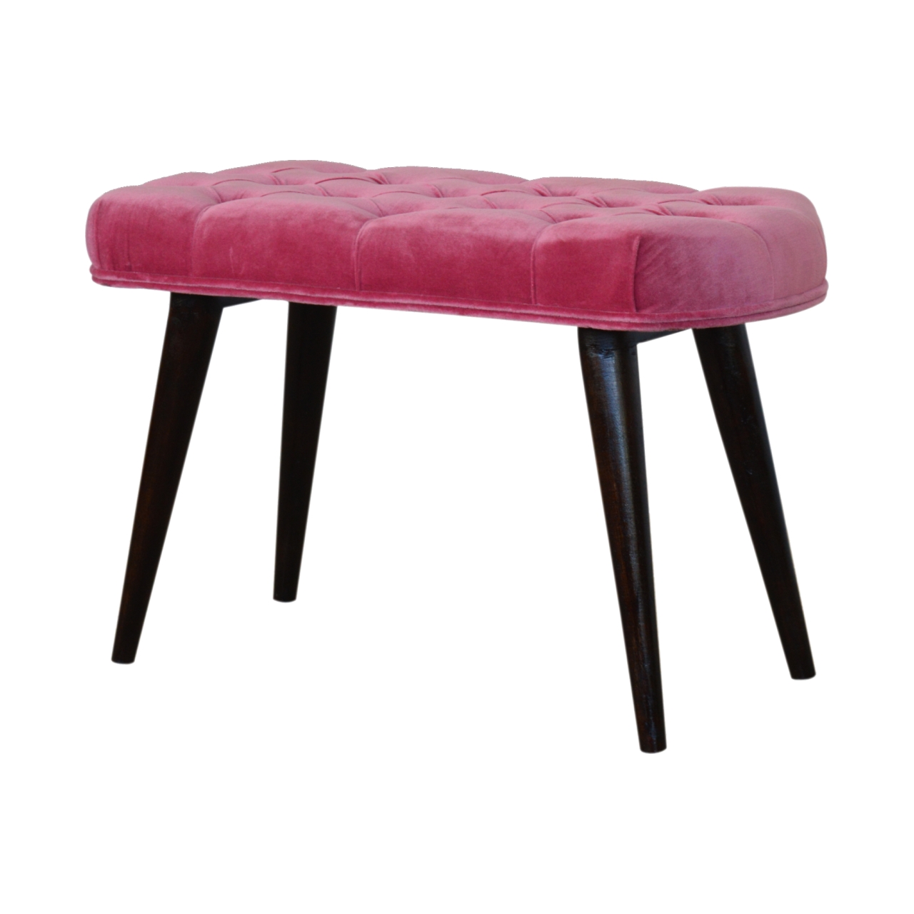 Pink Cotton Velvet Button Bench - Image 3