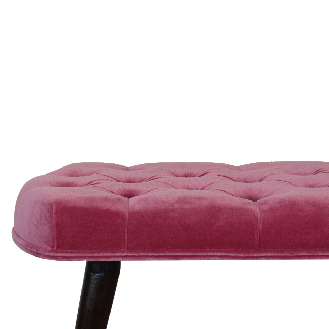 Pink Cotton Velvet Button Bench - Image 4