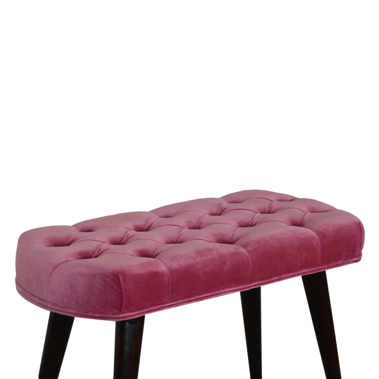 Pink Cotton Velvet Button Bench - Image 5