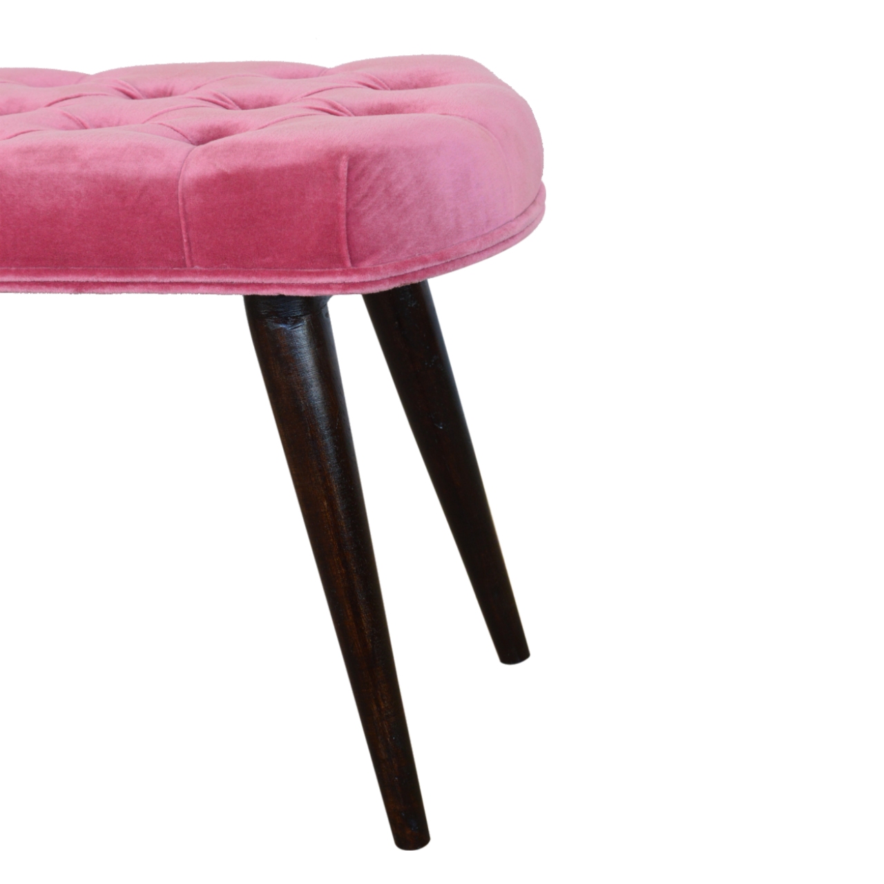 Pink Cotton Velvet Button Bench - Image 7