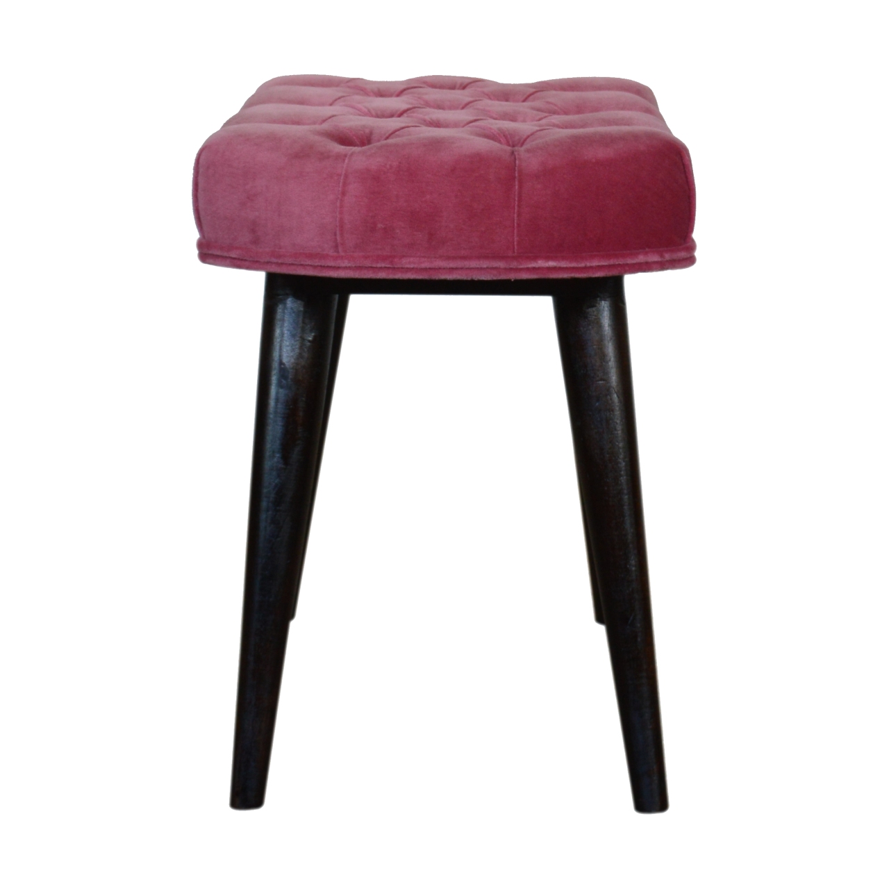 Pink Cotton Velvet Button Bench - Image 9