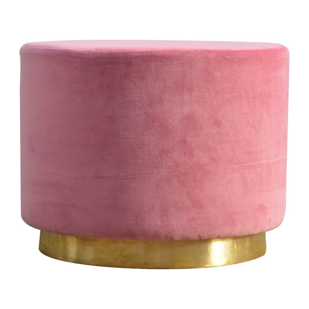 Canada IN426 - Dusty Pink Velvet Footstool with Gold Base Suppliers