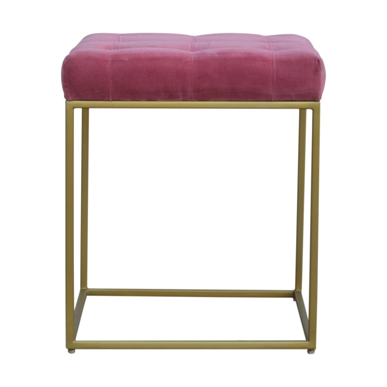 Canada Pink Velvet Gold Base Footstool Suppliers