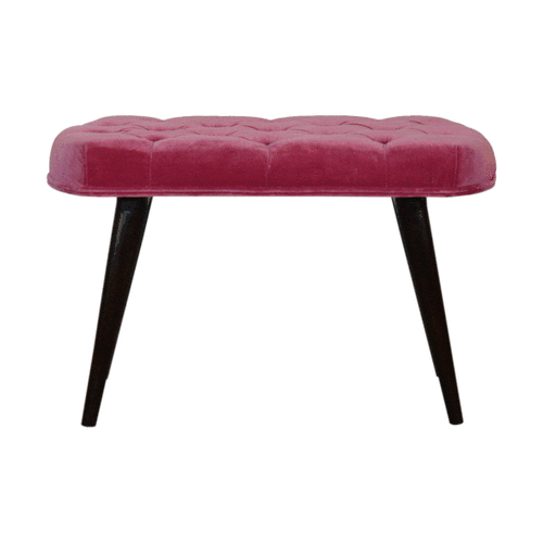 Pink Cotton Velvet Button Bench - Image 11
