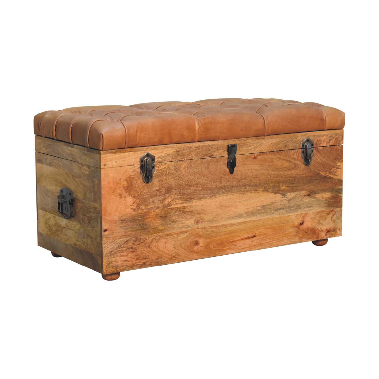 Buffalo Hide Oak-ish Storage Trunk - Image 4