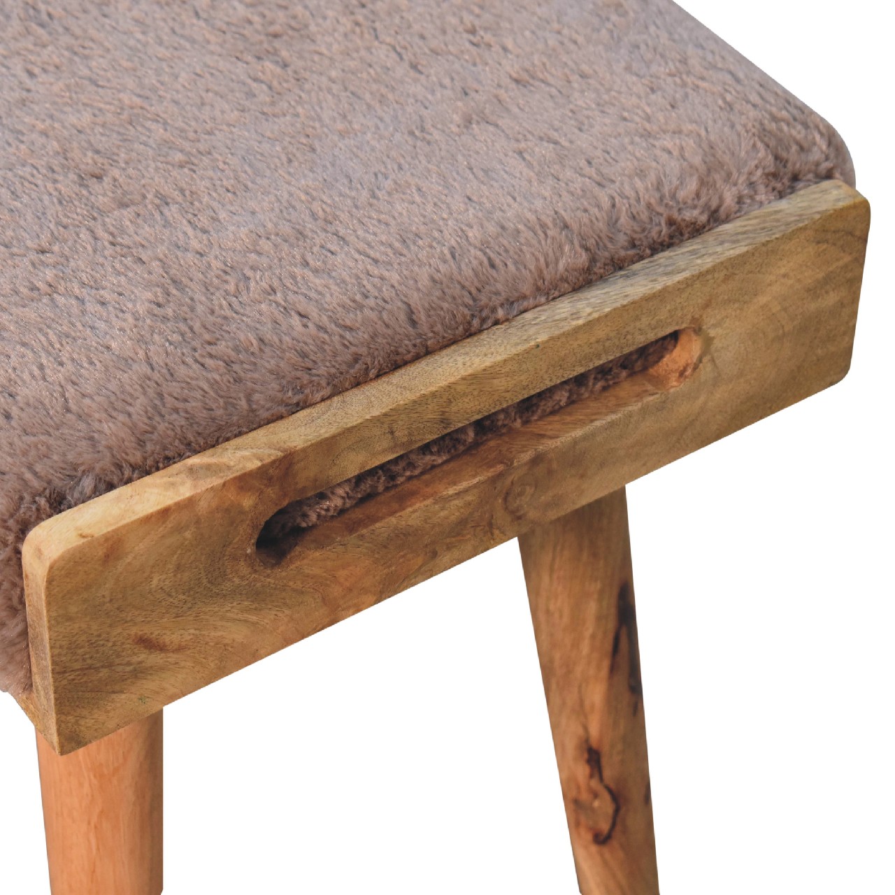 Mocha Faux Fur Style Footstool - Image 7