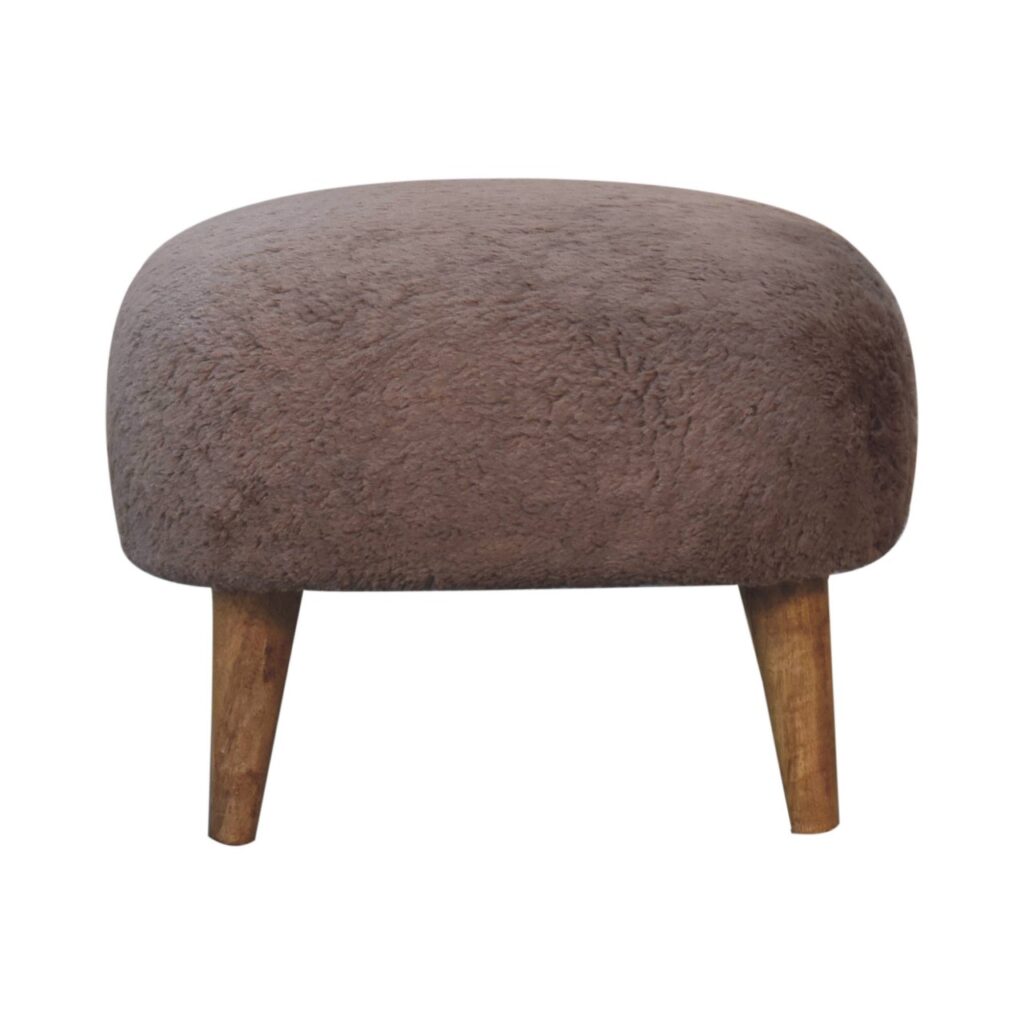 Canada Mocha Faux Fur Square Stool Suppliers