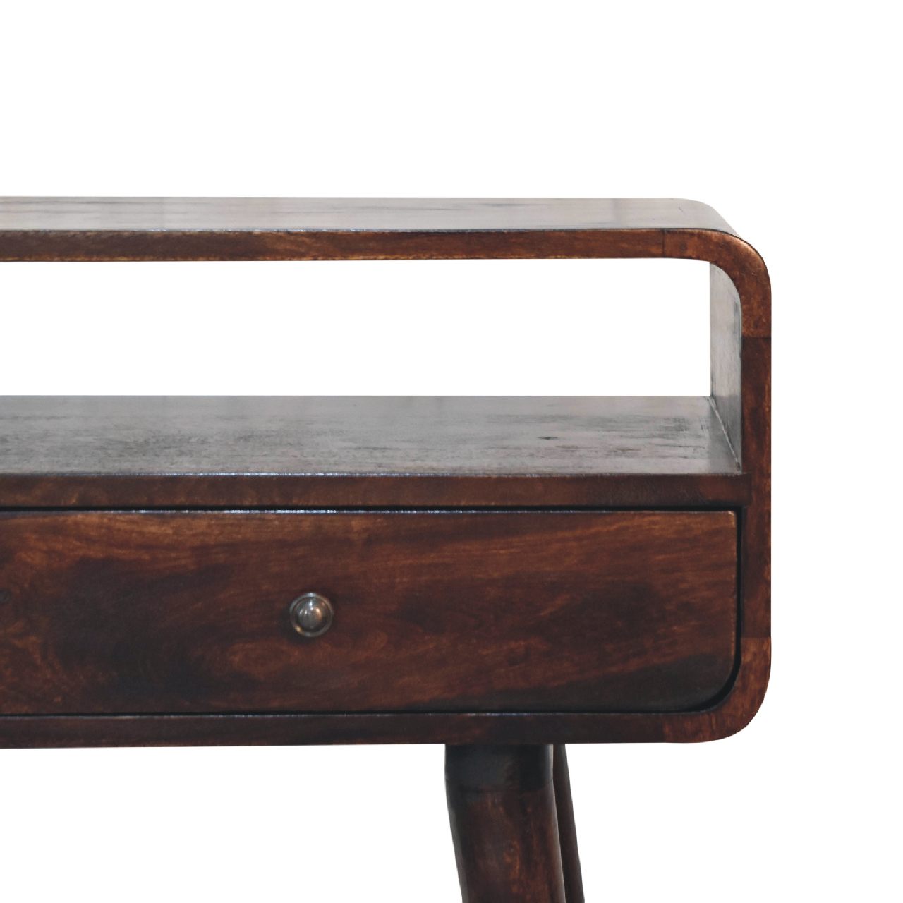 Curved Light Walnut Console Table - Image 4