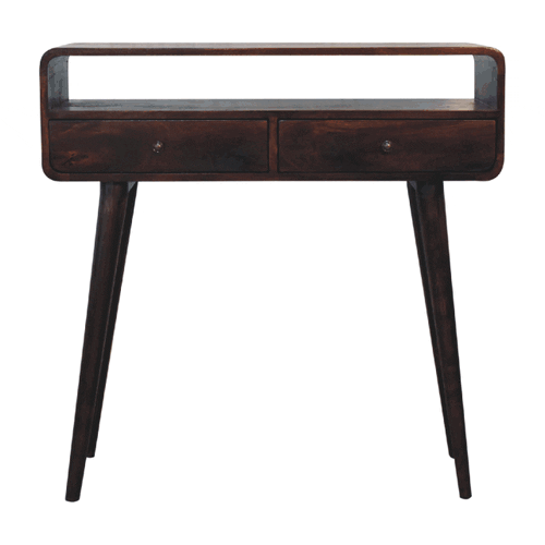 Curved Light Walnut Console Table - Image 10