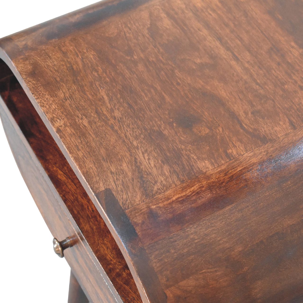 Light Walnut Circular Nightstand with Open Slot - Image 6