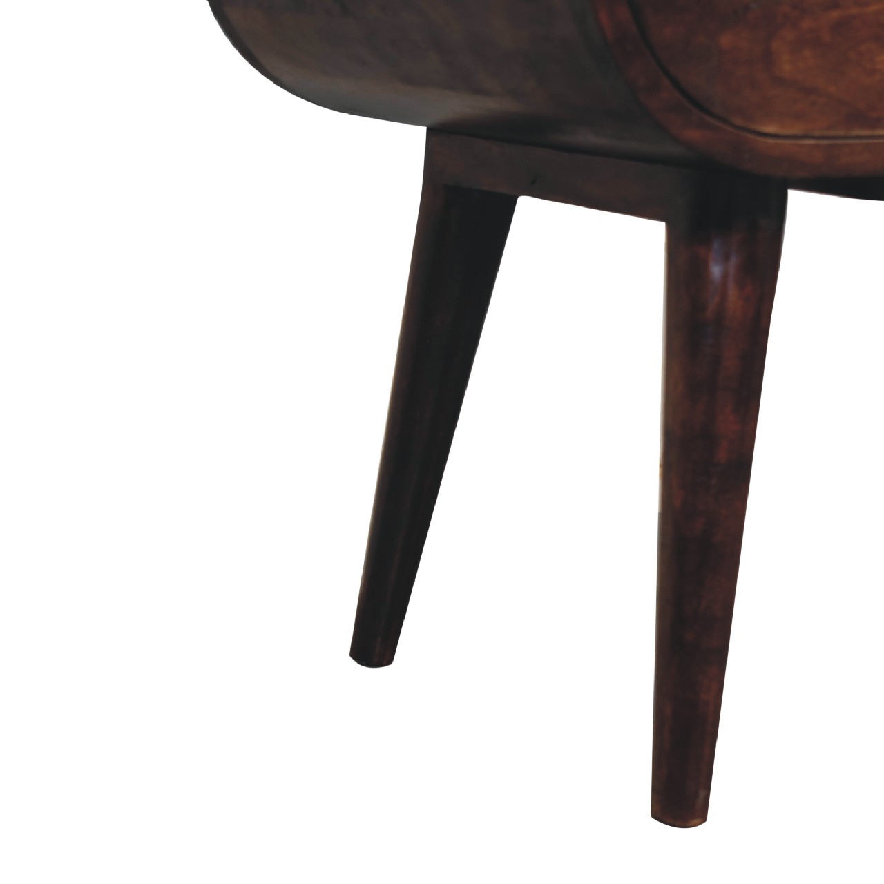 Light Walnut Circular Nightstand with Open Slot - Image 8