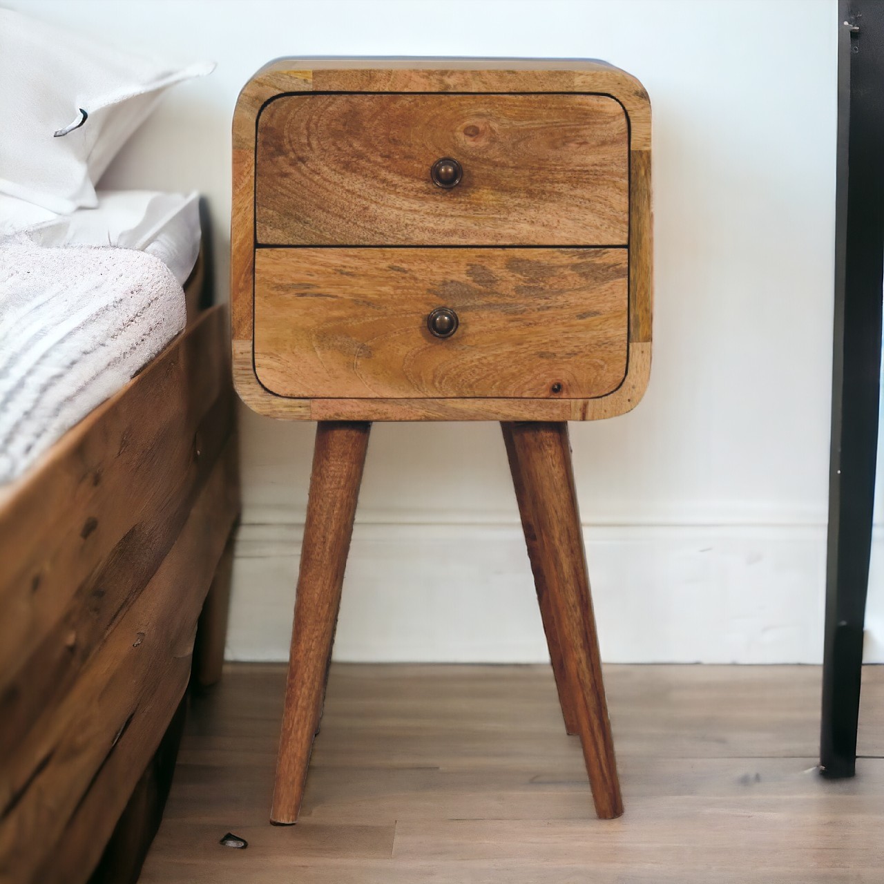 Mini Oak-ish Curved Nightstand - Image 12