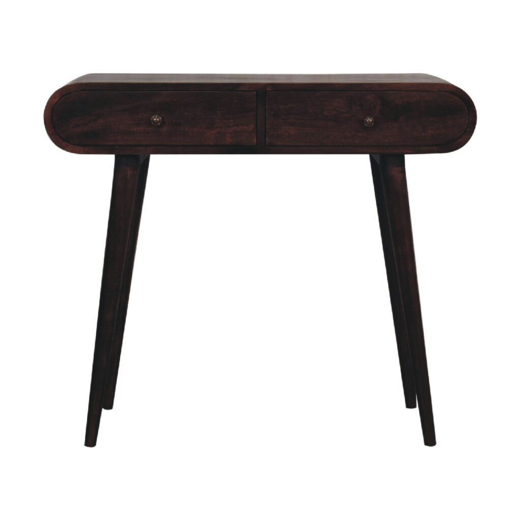 Dark wood console table with two drawers