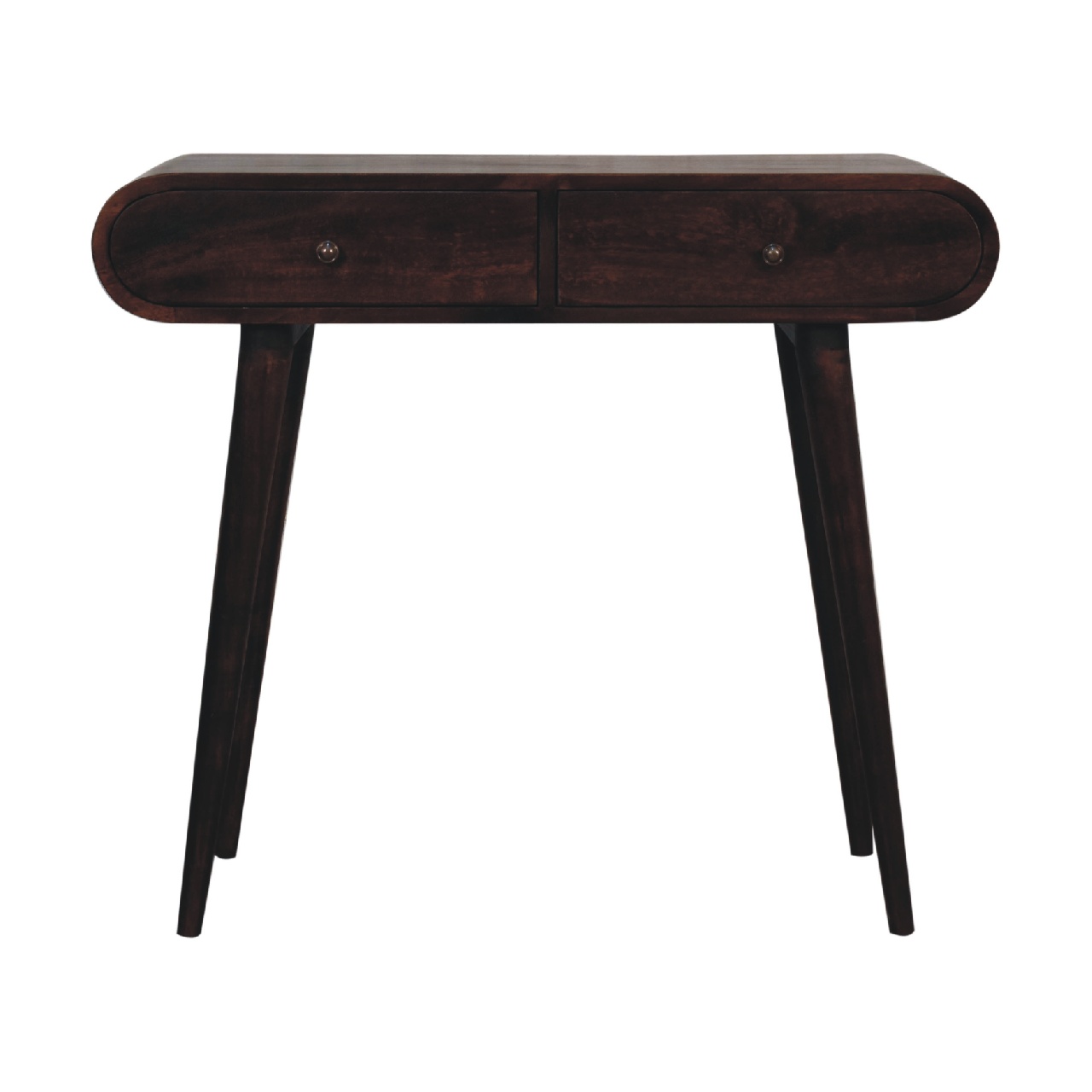 Dark wood console table with two drawers