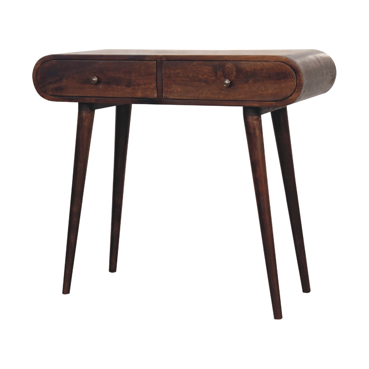 Mid-century wooden console table with two drawers