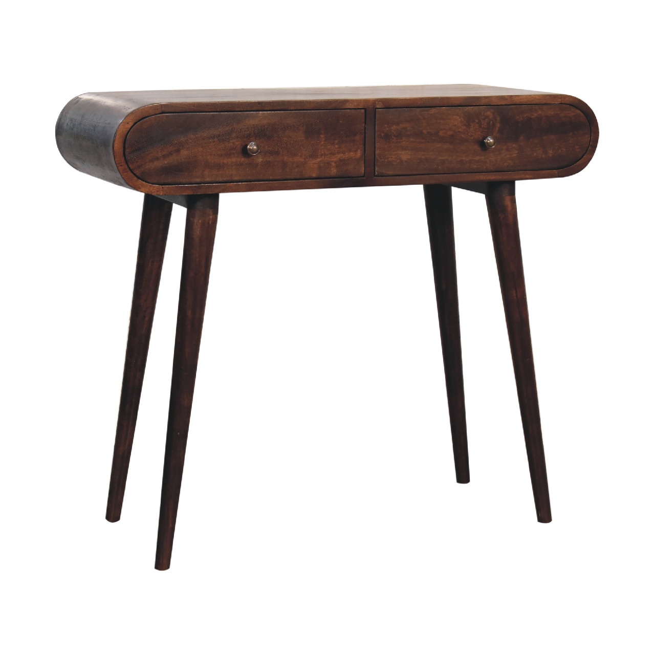 Mid-century wooden console table with two drawers