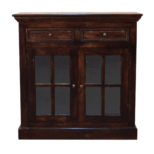 Light Walnut Cabinet with Glazed Doors - Image 11