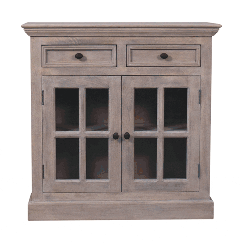 Stone Finish Cabinet with Glazed Doors - Image 11