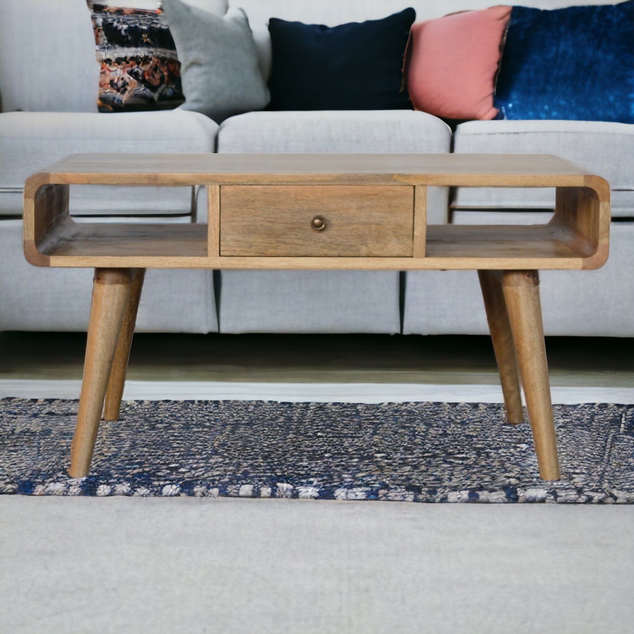 Canada Curved Oak-ish Coffee Table Suppliers