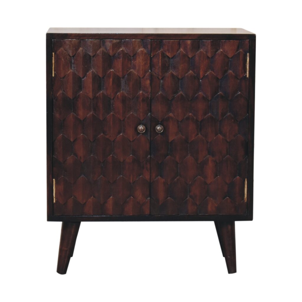 Canada Mini Pineapple Carved Light Walnut Cabinet Suppliers