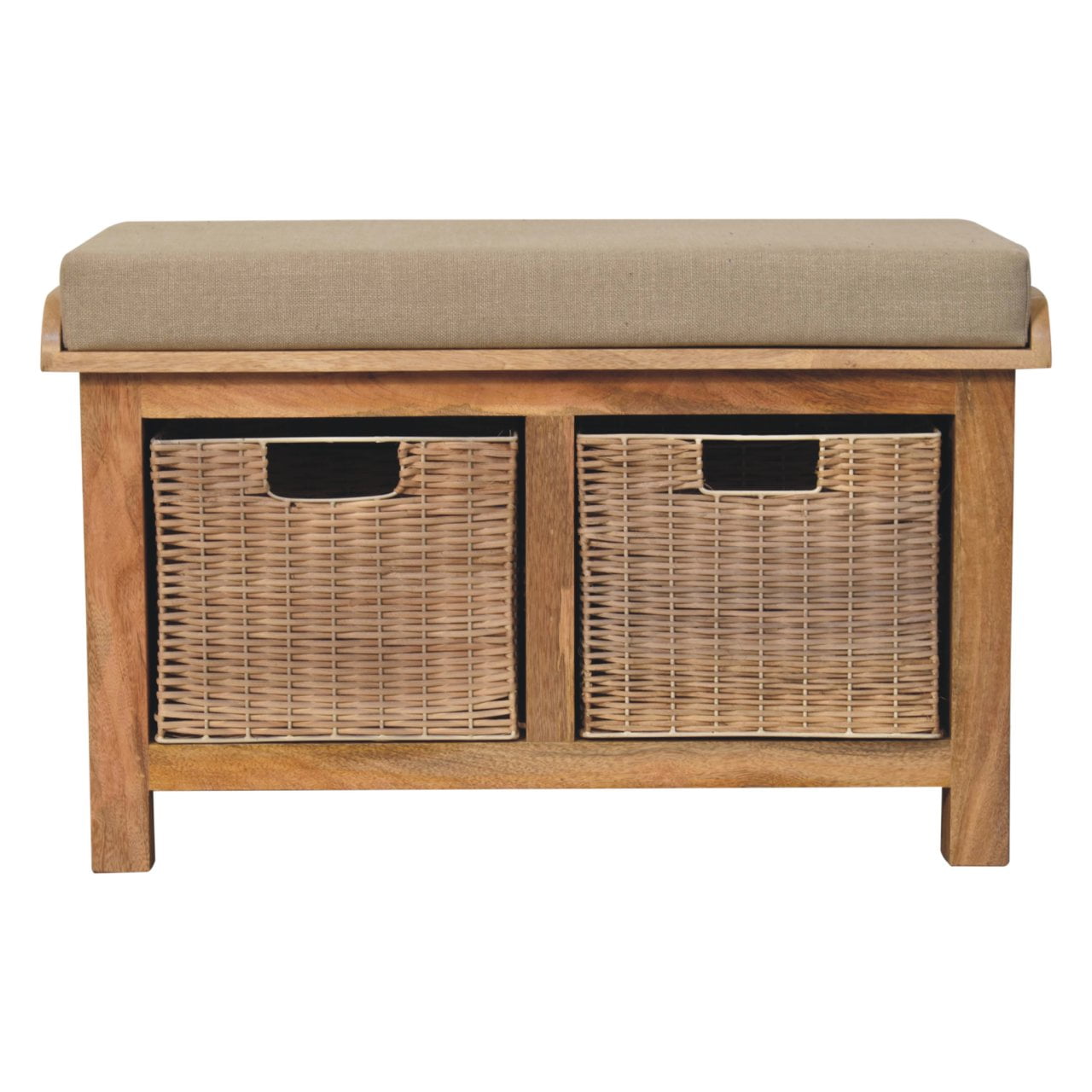 Rattan Basket Linen Bench - Image 2