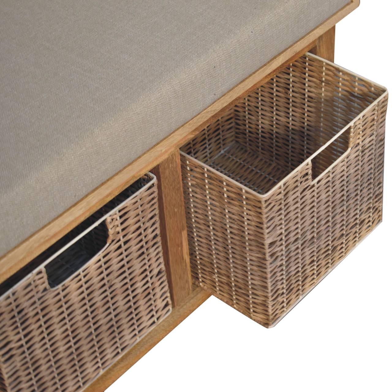 Rattan Basket Linen Bench - Image 7