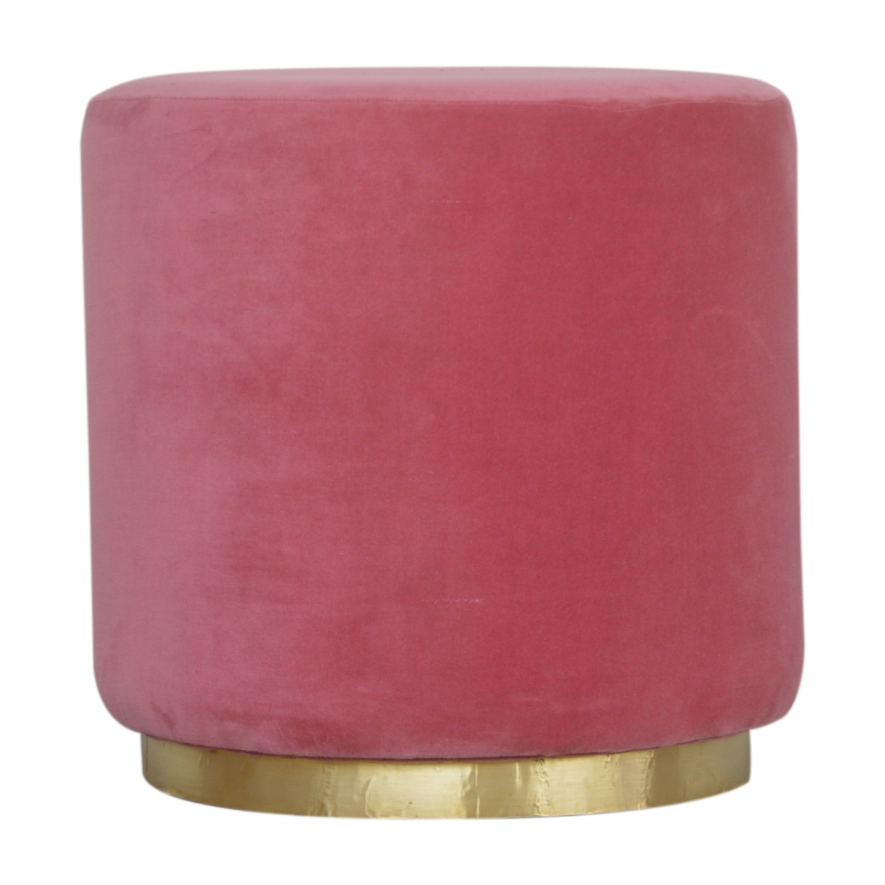 Large Pink Footstool with Gold Base - Image 2