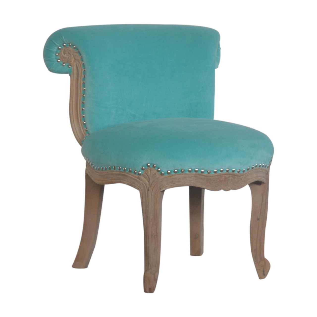 Aqua Velvet Studded Chair - Image 2