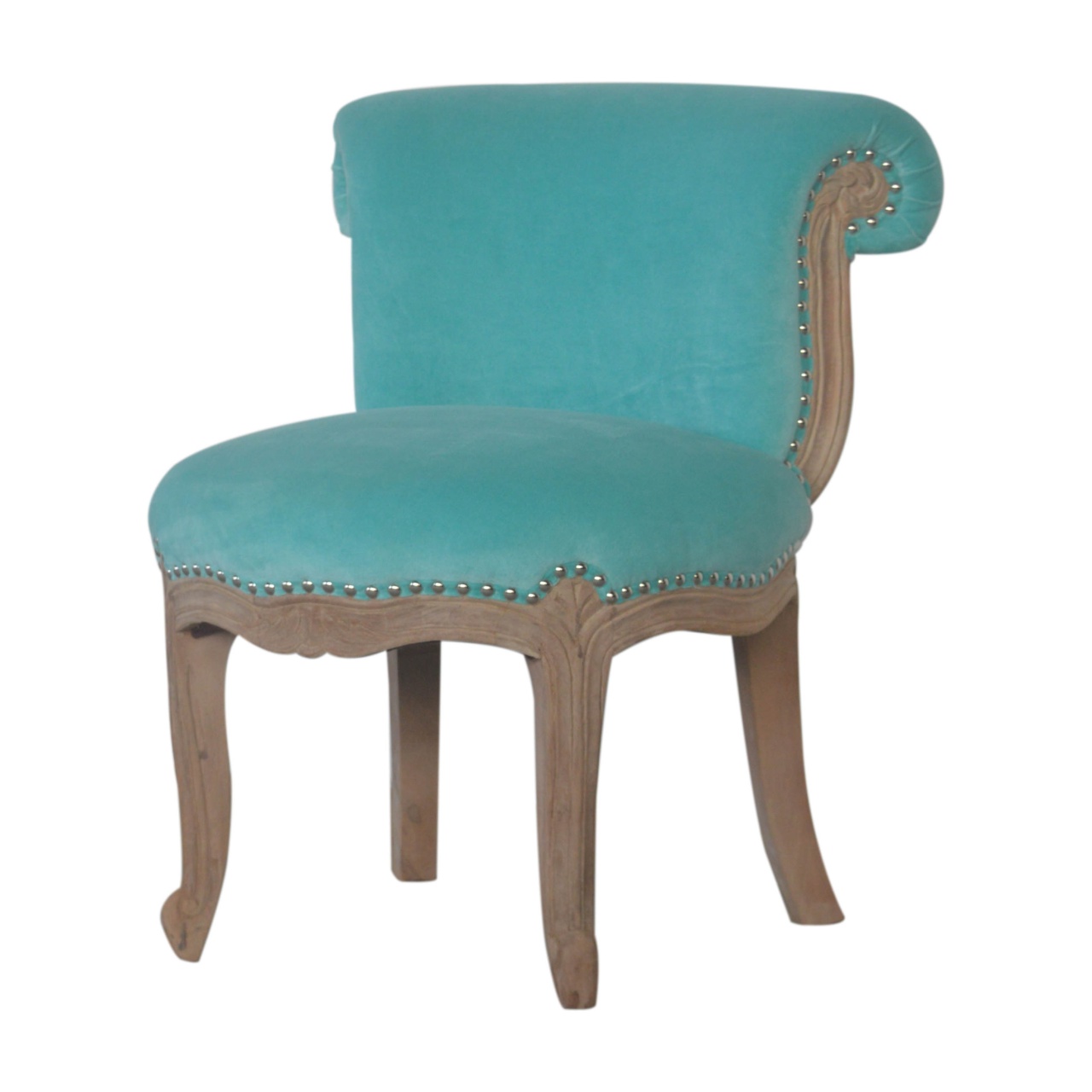 Aqua Velvet Studded Chair - Image 3