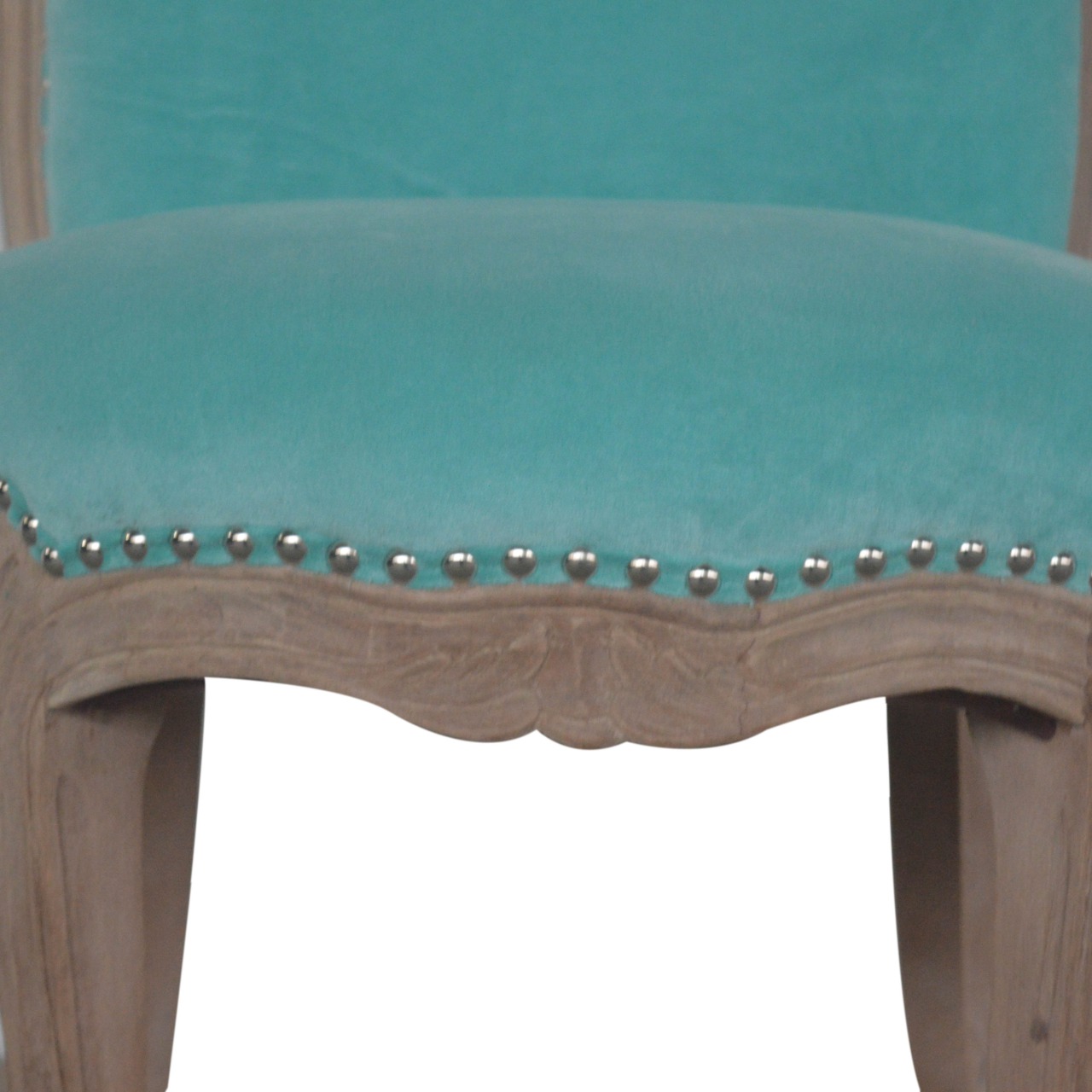 Aqua Velvet Studded Chair - Image 4