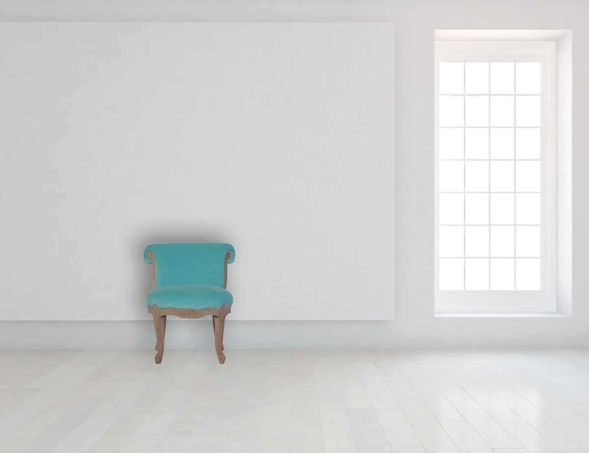 Aqua Velvet Studded Chair - Image 11