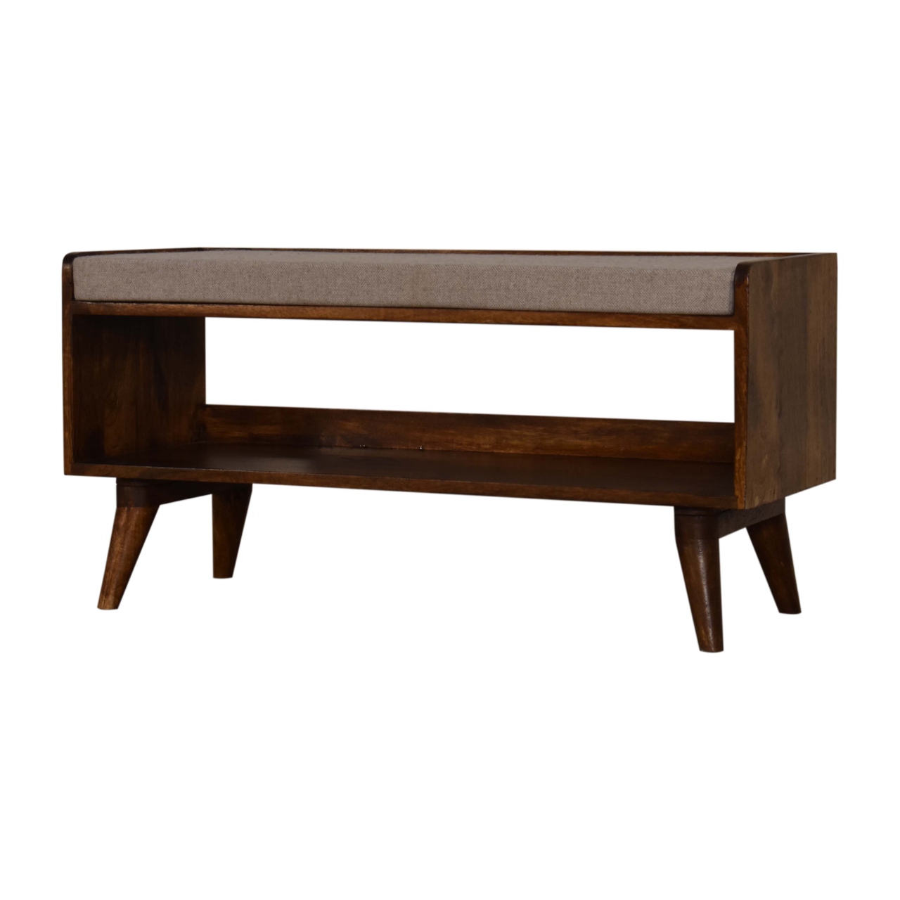 Brown Tweed Seat Pad Bench - Image 4