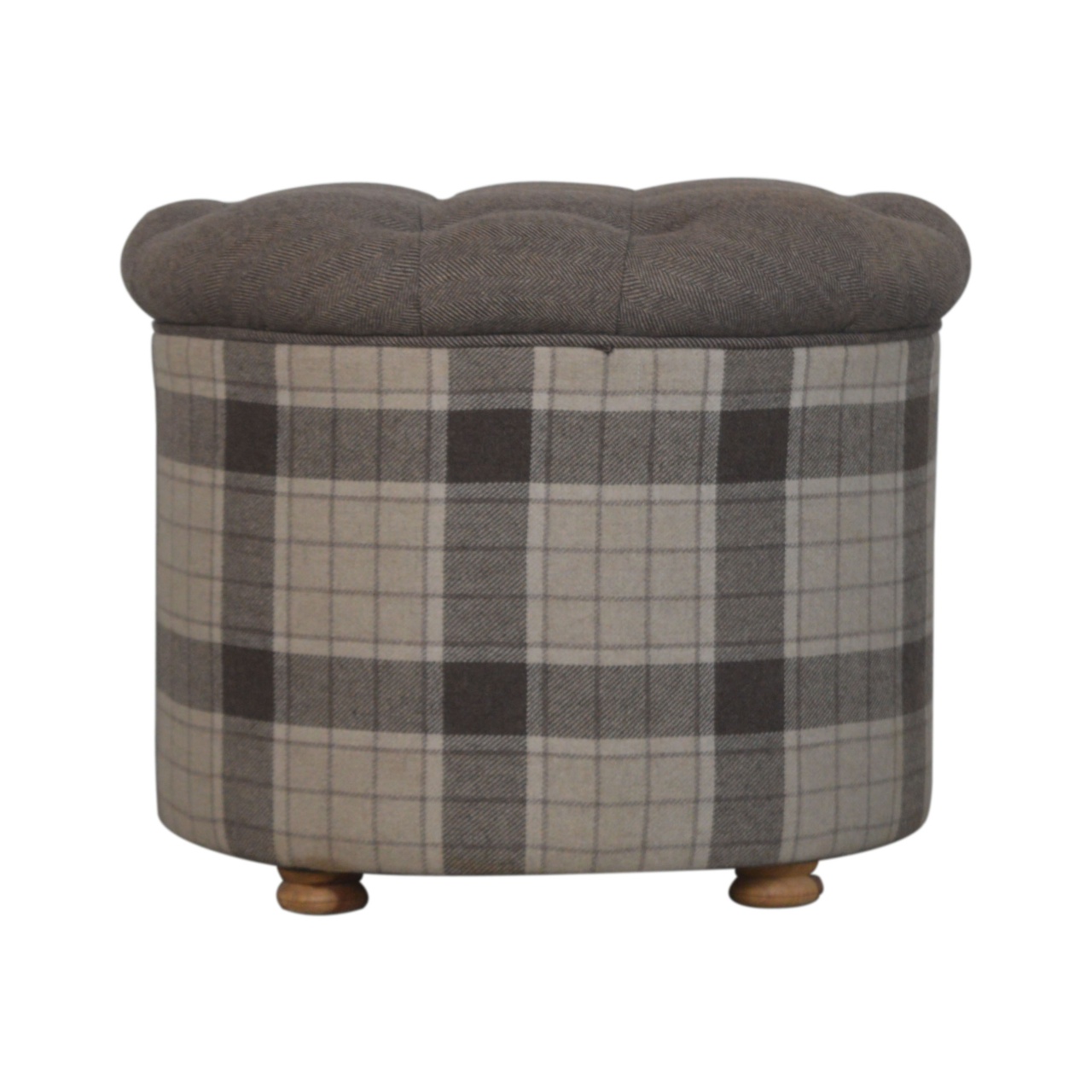 Canada Deep Button Round Checked Footstool Suppliers