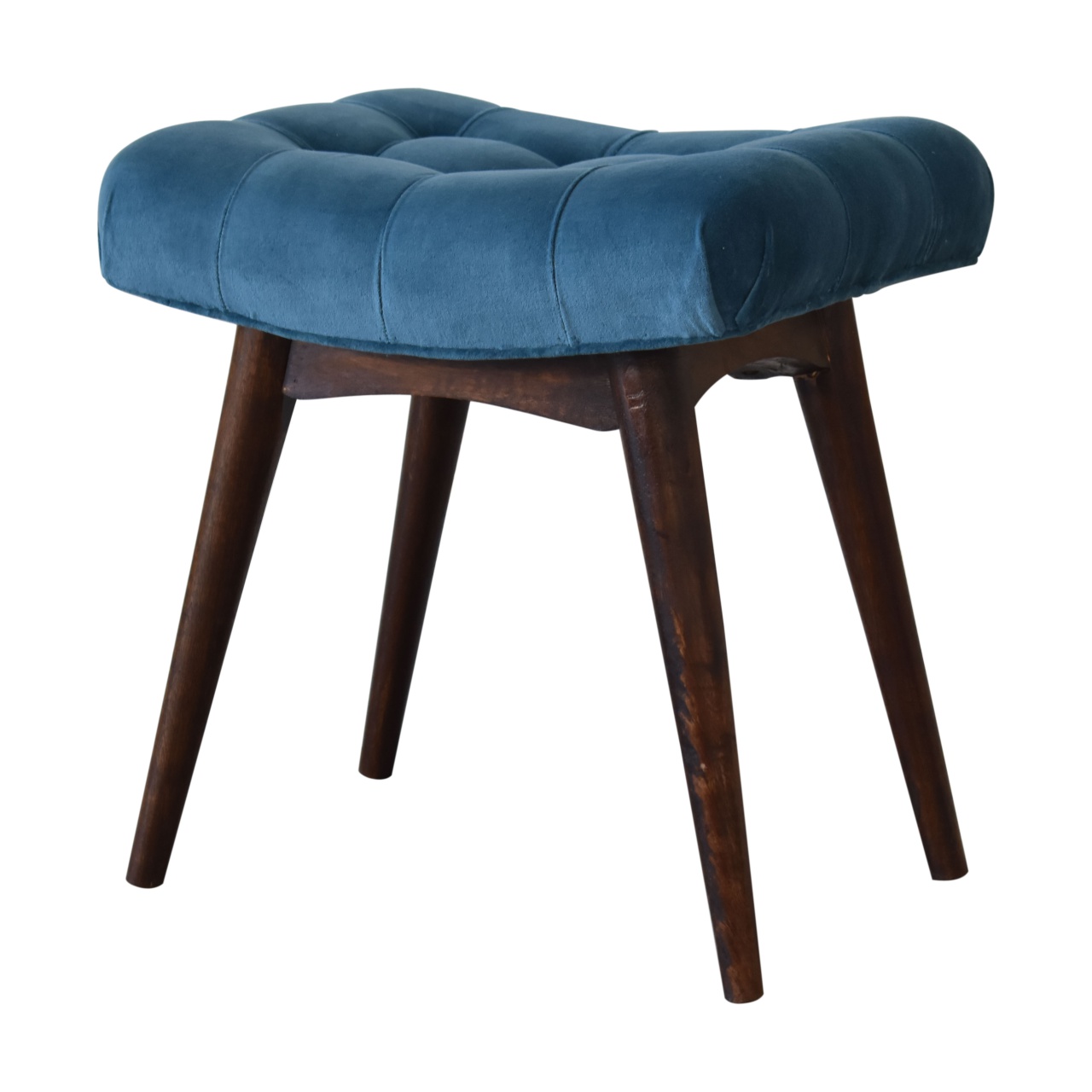 Mini Teal Velvet Curved Bench - Image 3