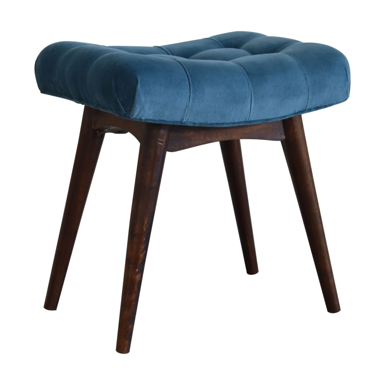 Mini Teal Velvet Curved Bench - Image 4
