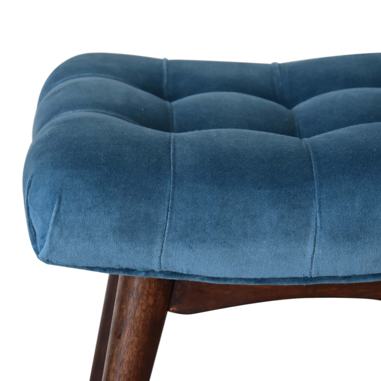 Mini Teal Velvet Curved Bench - Image 5