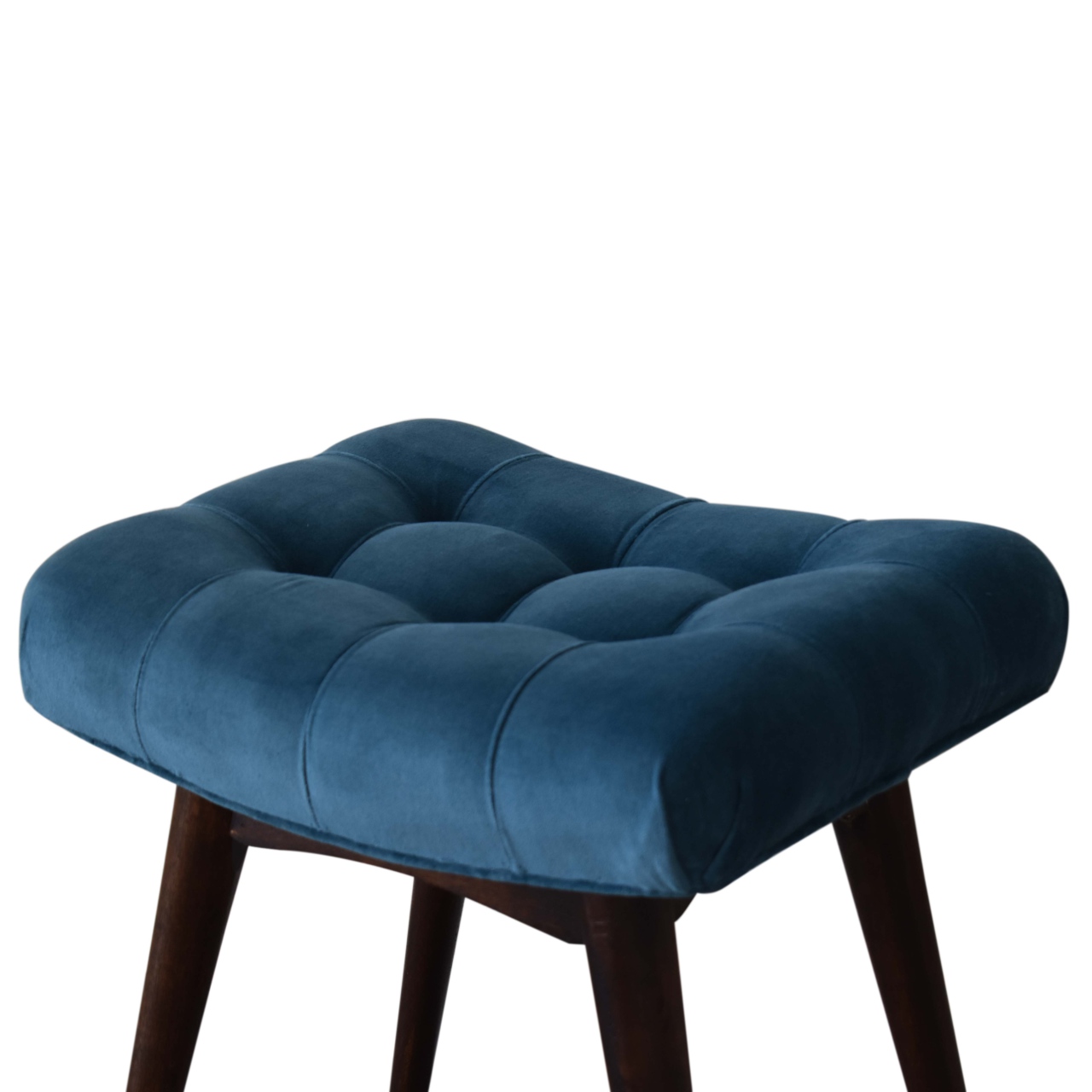 Mini Teal Velvet Curved Bench - Image 6