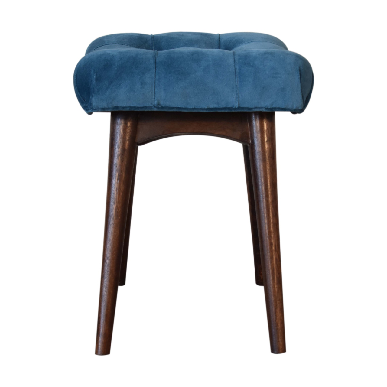 Mini Teal Velvet Curved Bench - Image 9