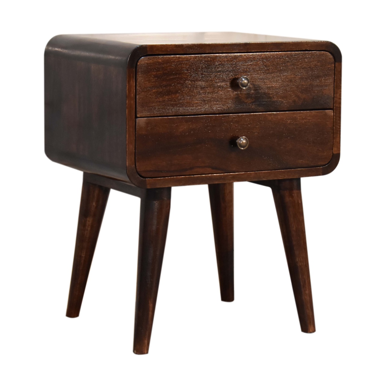 Curved Dark Walnut Nightstand - Image 3