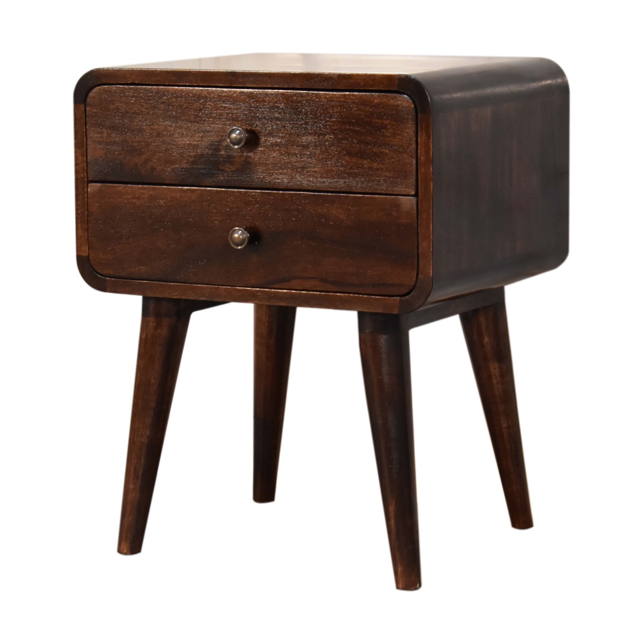 Curved Dark Walnut Nightstand - Image 4