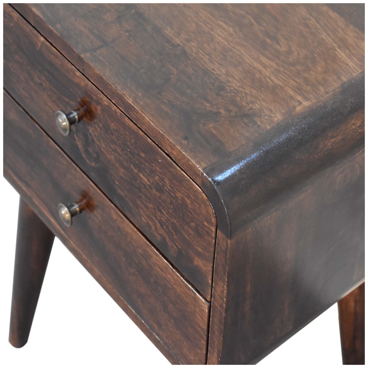 Curved Dark Walnut Nightstand - Image 6