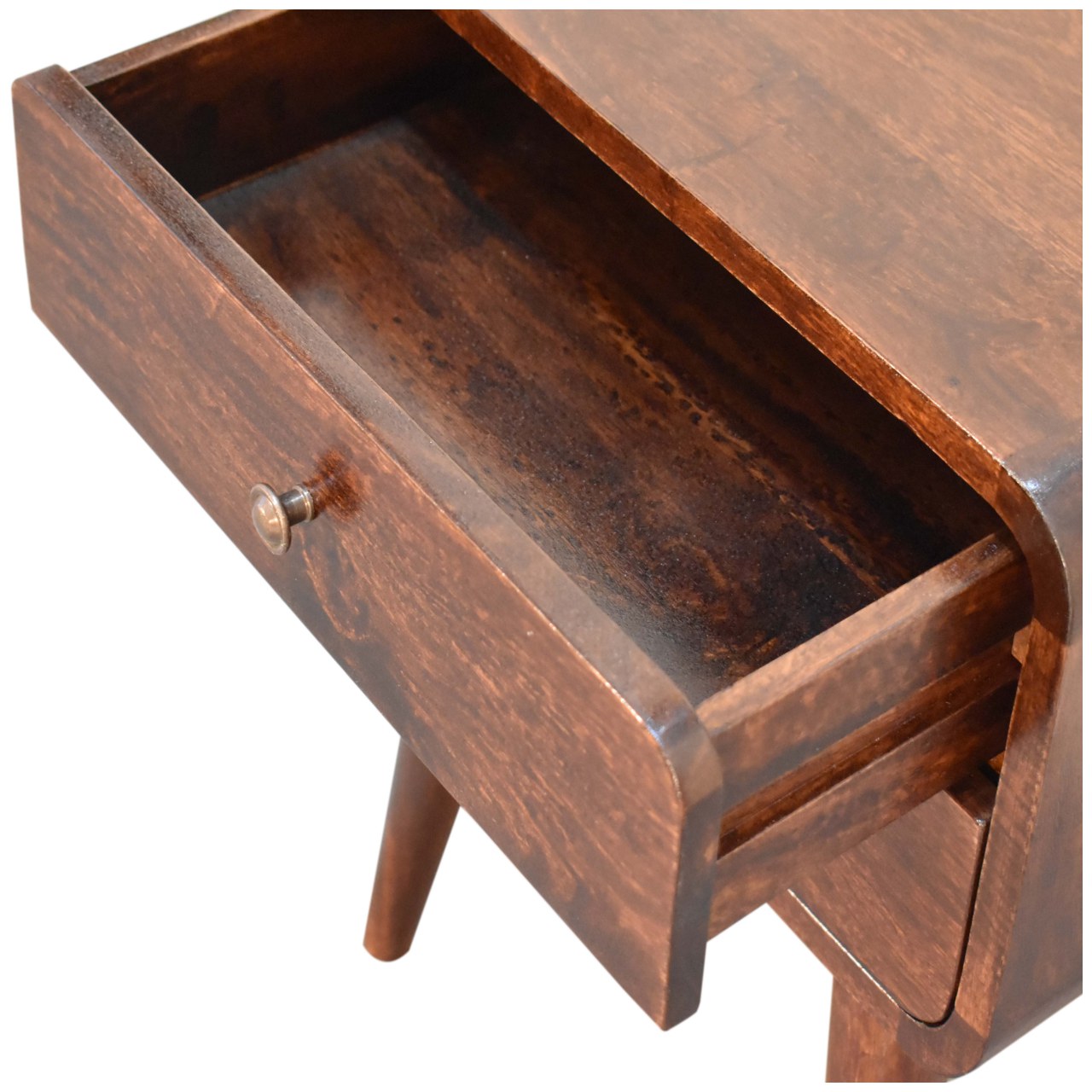 Curved Dark Walnut Nightstand - Image 7