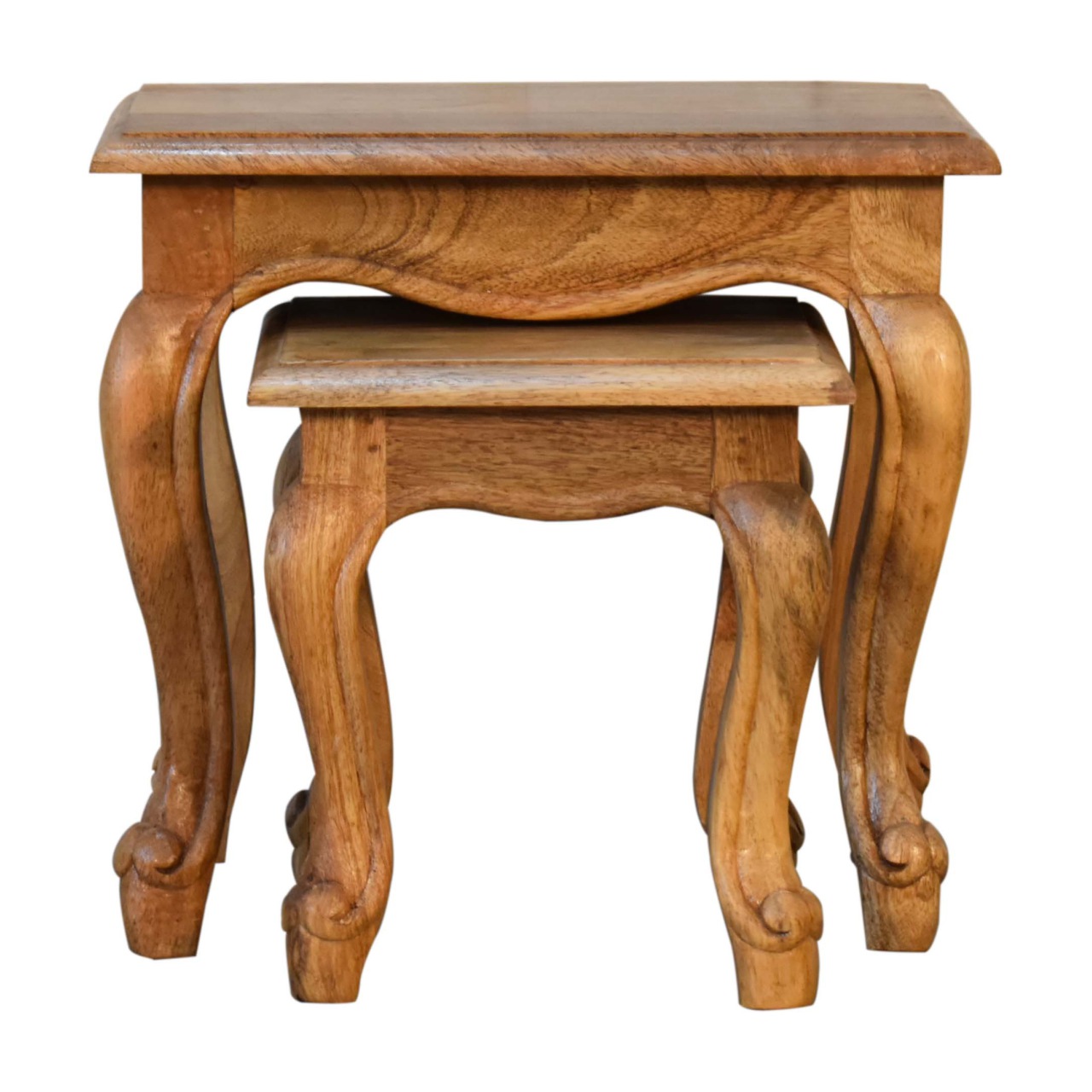 Oak-ish French Style Stool Set - Image 2