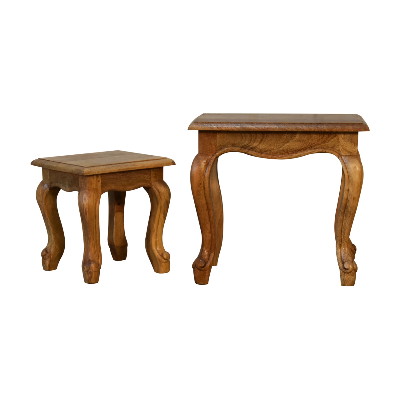 Oak-ish French Style Stool Set - Image 5