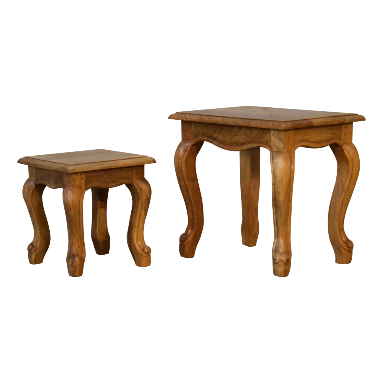 Oak-ish French Style Stool Set - Image 6