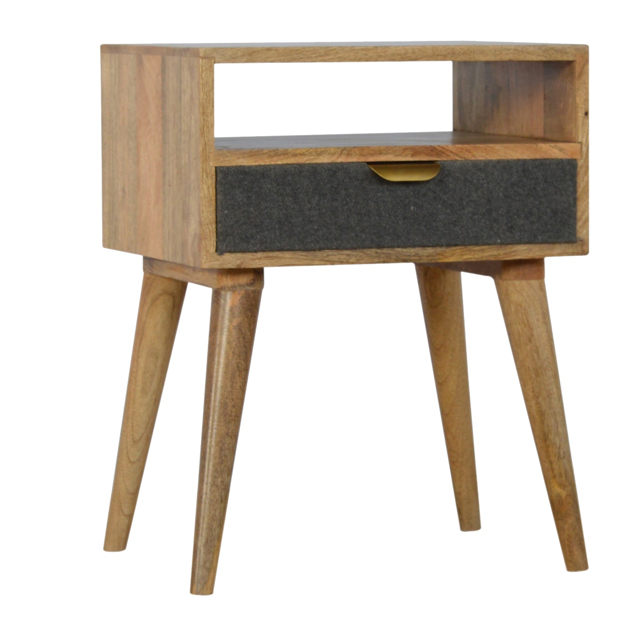Grey Tweed Nightstand with Open Slot - Image 3