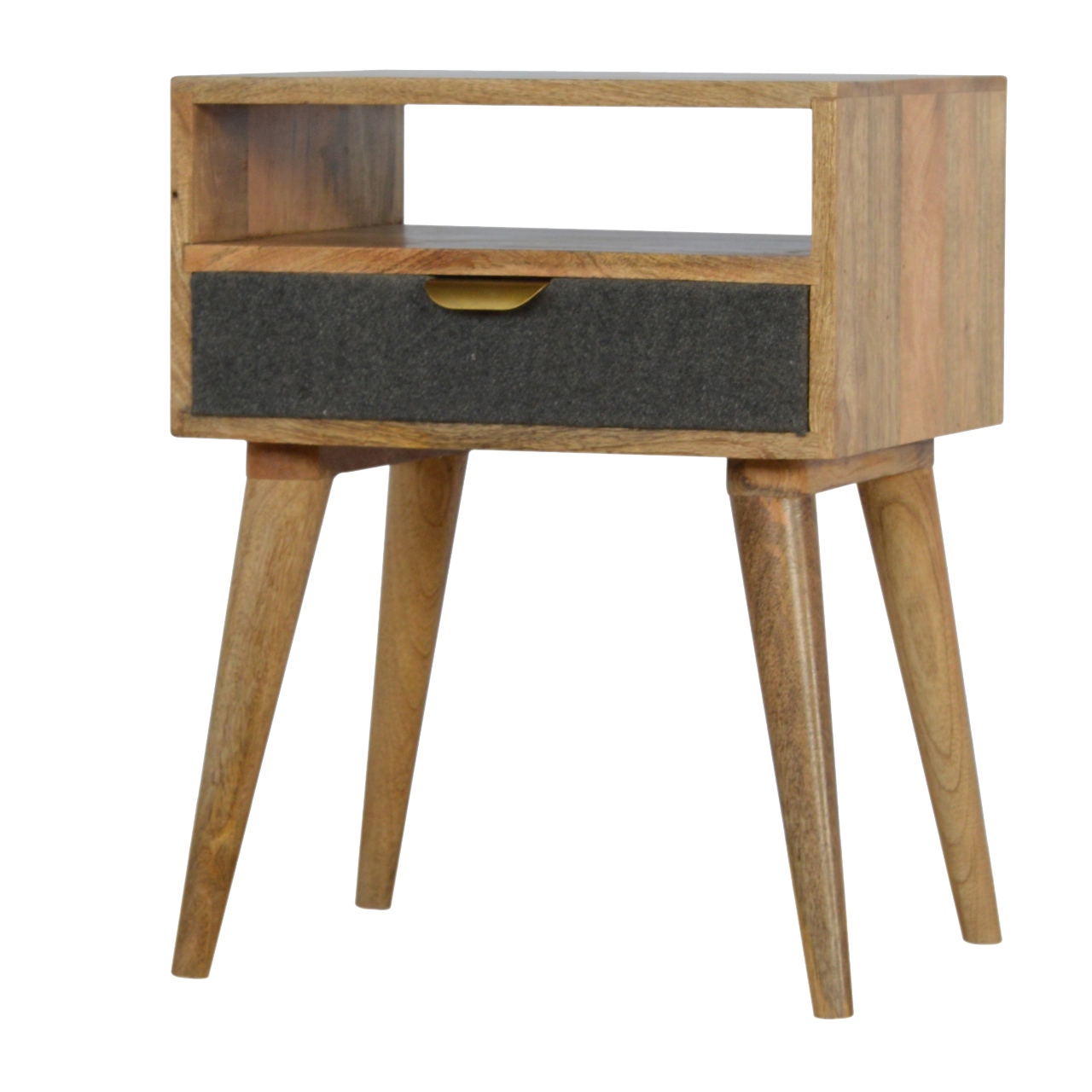 Grey Tweed Nightstand with Open Slot - Image 5