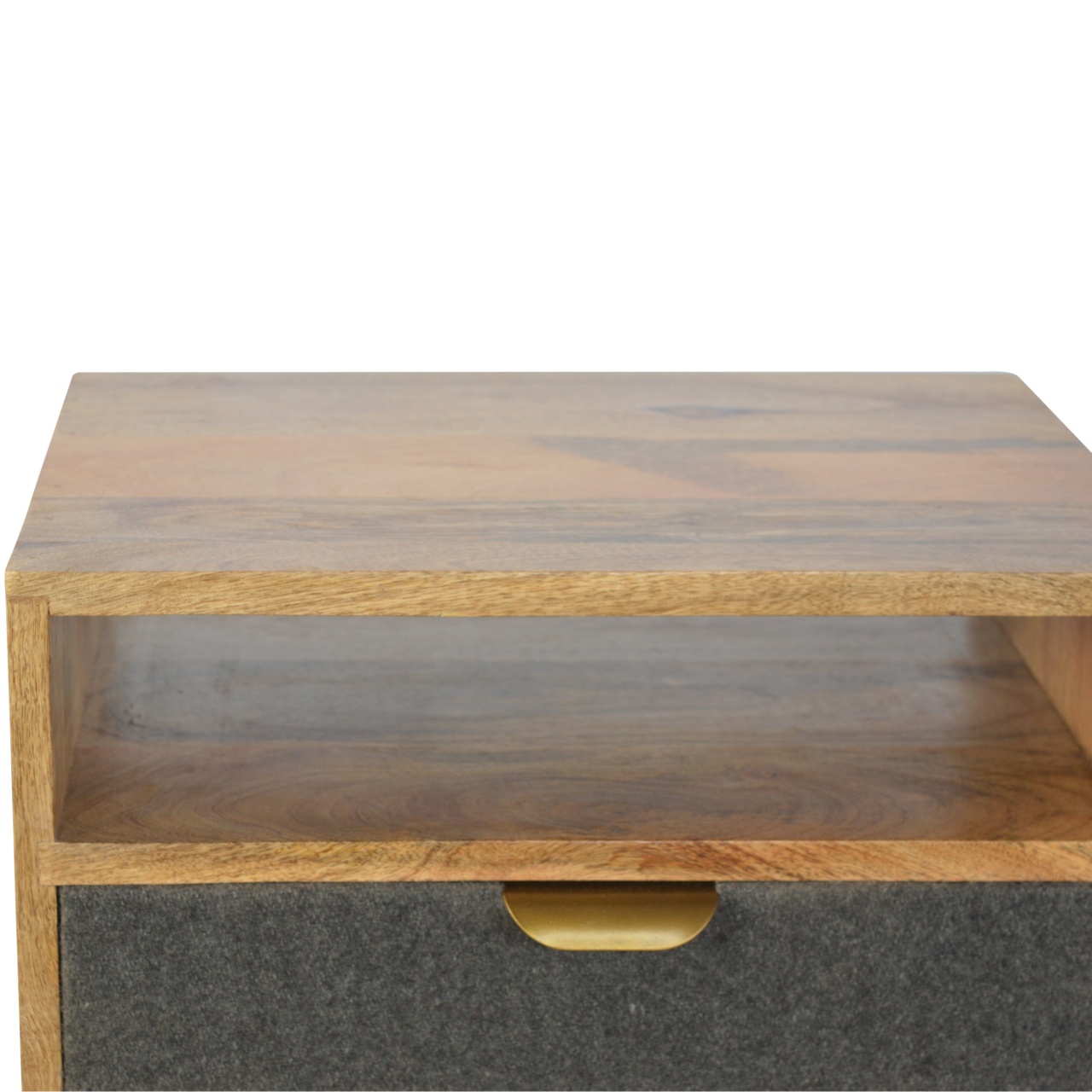 Grey Tweed Nightstand with Open Slot - Image 6